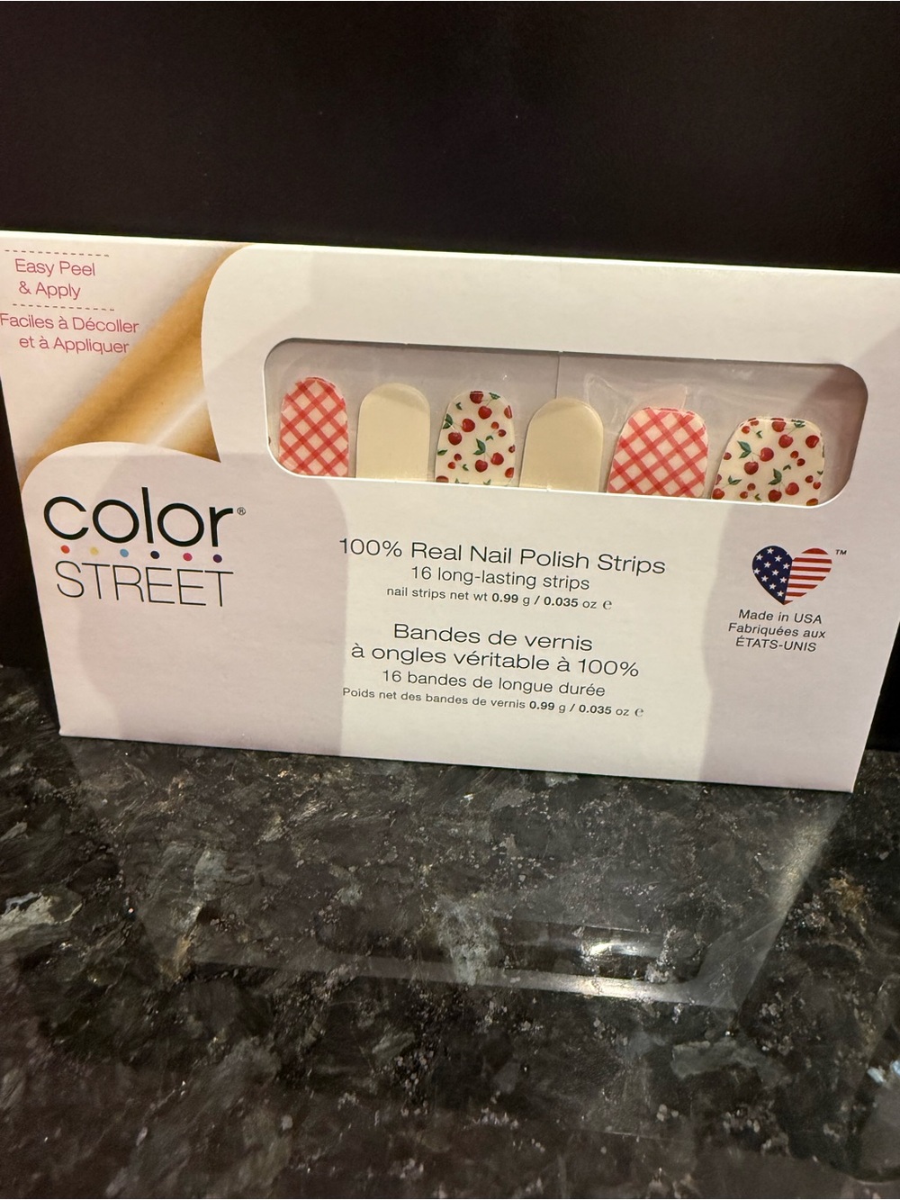 Color Street Cream & Strawberry Print Nail Polish Strips